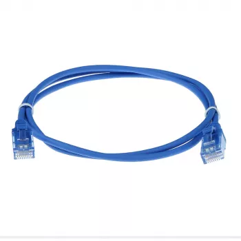 ACT Blue 7 m LSZH U/UTP CAT6 duomenų centro plonas pataisinis laidas su apsauga nuo užsikabinimo ir RJ45 jungtimis