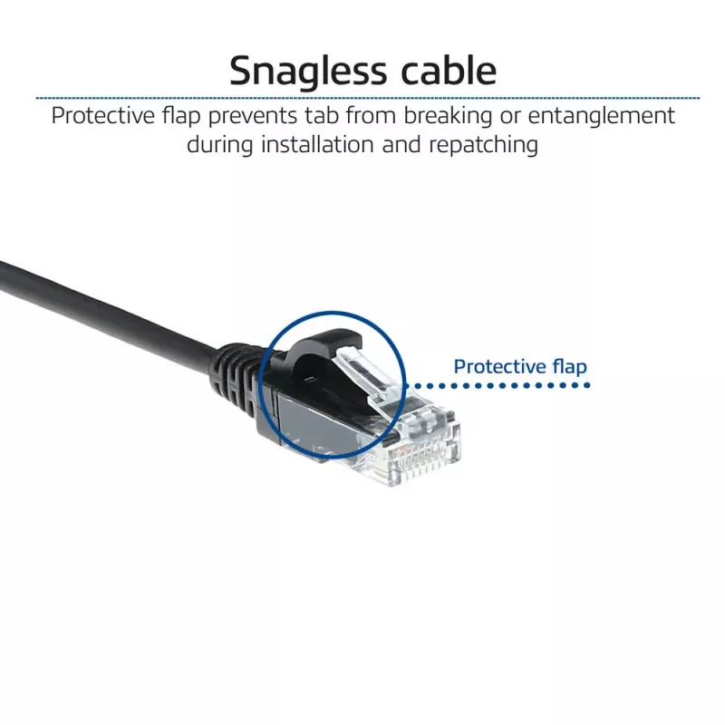 ACT Black 10 m LSZH U/UTP CAT6 plonas jungiamasis kabelis su RJ45 kištukais, be užkliuvimo
