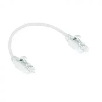 ACT White 0,25 m LSZH U/UTP CAT6 duomenų centro plonas pataisinis kabelis su apsaugotais RJ45 jungtimis