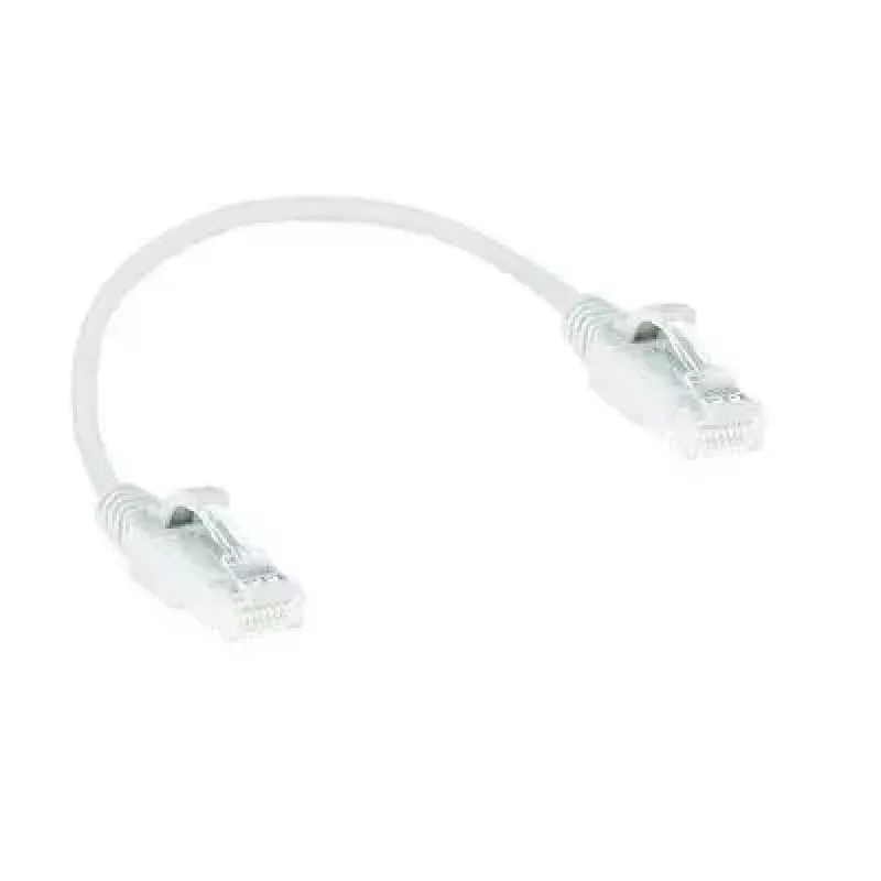 ACT White 0,25 m LSZH U/UTP CAT6 duomenų centro plonas pataisinis kabelis su apsaugotais RJ45 jungtimis