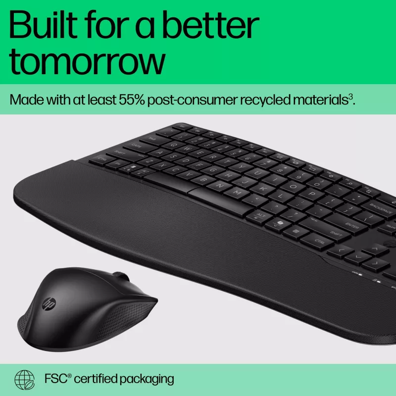 HP 680 Comfort Dual-Mode klaviatūros ir pelės rinkinys, belaidis RF + Bluetooth, QWERTY, juoda, su pele