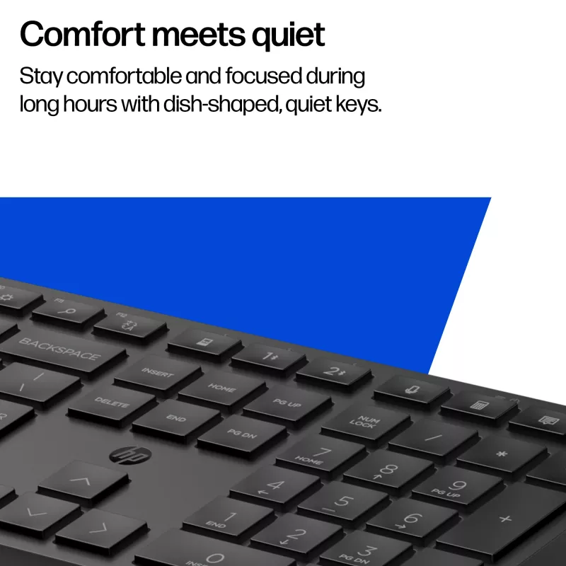 HP 490K daugiaįrenginė dviejų režimų klaviatūra, pilno dydžio (100%), belaidė, USB + Bluetooth, QWERTY, juoda