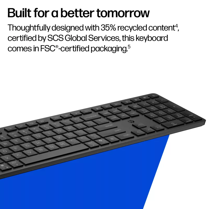 HP 490K daugiaįrenginė dviejų režimų klaviatūra, pilno dydžio (100%), belaidė, USB + Bluetooth, QWERTY, juoda