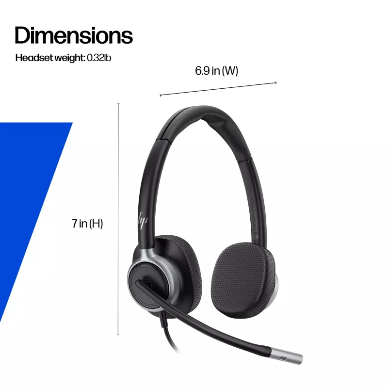 Laidinė stereo USB ausinė HP Poly Mission 625 — ant ausų, 147 g, USB jungtis (didmeninė pakuotė)
