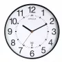 Radijo bangomis sinchronizuojama sieninė atominių laikrodžių laikrodžio sistema Unilux WAVE Round Black, 30 cm skersmuo, baterija AA 1,5 V