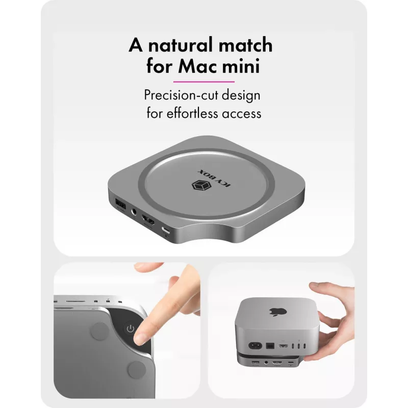 ICY BOX 7-in-1 USB Type-C Docking Station su M.2 NVMe lizdu, SSD, atminties kortele, M.2, 4 TB, USB 3.2 Gen 2 (3.1 Gen 2) Type-C, sidabrinė, aliuminis