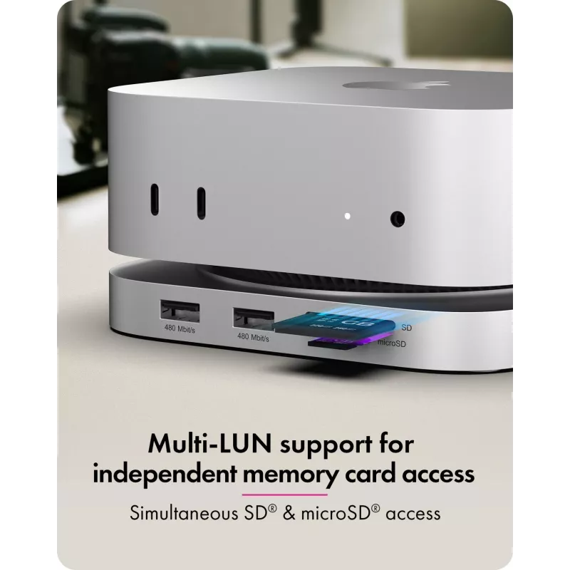 ICY BOX 7-in-1 USB Type-C Docking Station su M.2 NVMe lizdu, SSD, atminties kortele, M.2, 4 TB, USB 3.2 Gen 2 (3.1 Gen 2) Type-C, sidabrinė, aliuminis