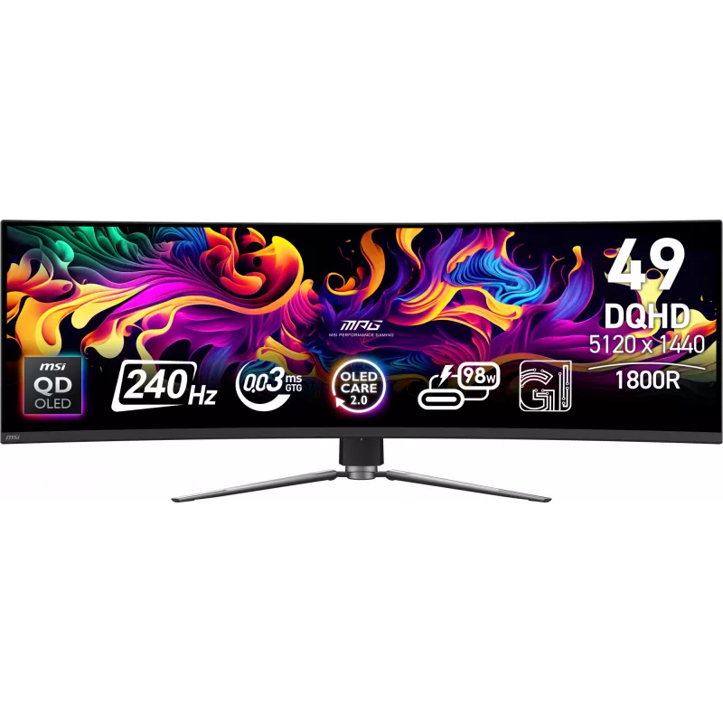 Monitorius MSI MPG 491CQPX QD-OLED 124,5 cm (49 colių) 5120 x 1440 pikselių Dual QHD juodas