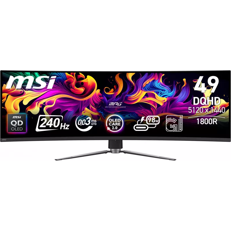 Monitorius MSI MPG 491CQPX QD-OLED 124,5 cm (49 colių) 5120 x 1440 pikselių Dual QHD juodas