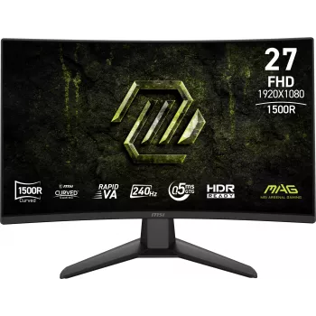 27 colių MSI MAG 274CF X24 lenktas Rapid VA monitorius, Full HD 1920×1080, 0,5 ms, 300 cd/m², VESA, juodas