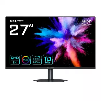 GIGABYTE GO27Q24 27 colių OLED 2K QHD žaidimų monitorius - 2560 x 1440, 240Hz, 0,03ms, 400 cd/m², FreeSync Premium Pro, HDMI 2.0, DisplayPort 1.4