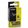 Juostelė etiketėms CASIO XR-6YW1 — 6 mm x 8 m, juodas tekstas geltoname fone, juoda kasetė