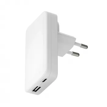 Įkroviklis d bramante Pro Slim USB-C 45W + USB-A 30W, vidaus AC, baltas