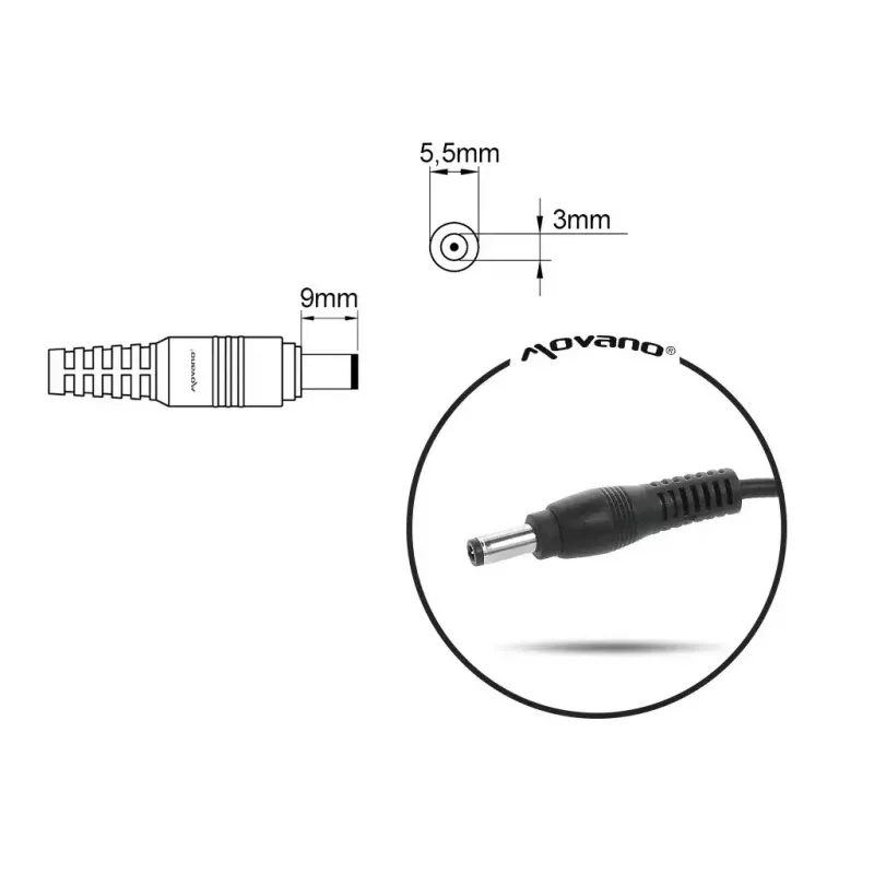 Nešiojamojo kompiuterio įkroviklis MITSU 19V 4,74A (5,5×3,0 mm kištukas), suderinamas su Samsung