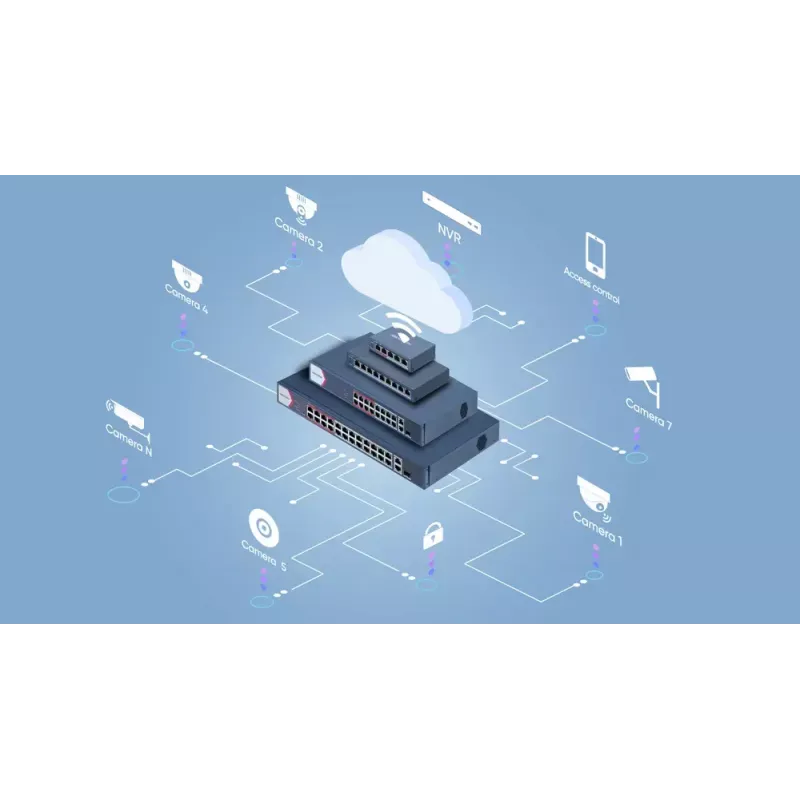 Valdomas tinklo jungiklis Hikvision DS-3E1106P-EI 4 prievadai Fast Ethernet PoE