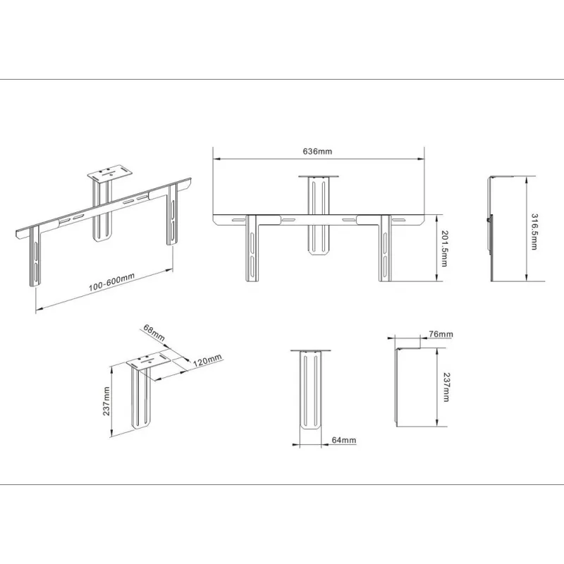 Lentyna Multibrackets M Universal Camera Holder 55–110 colių juodas plienas