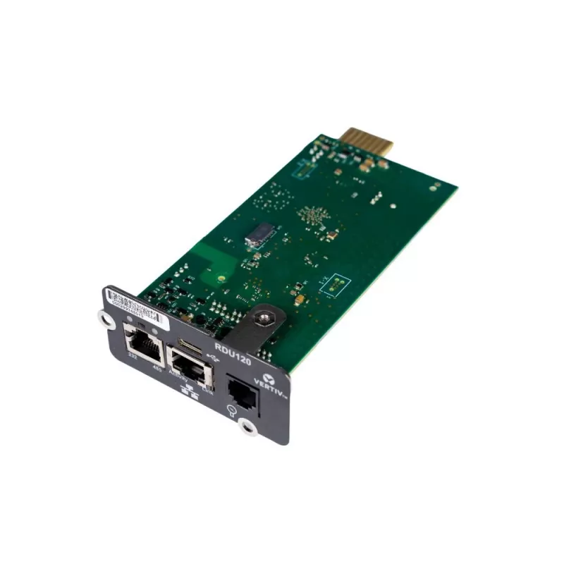 Vertiv Liebert IntelliSlot RDU120 - tinklo kortelė, nuotolinio stebėjimo adapteris, RS-485, USB prievadas, UL2900-1 kibernetinio saugumo sertifikatas, 1Gb Ethernet (RDU120)