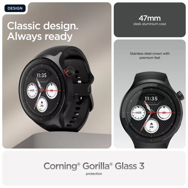Motorola Moto Watch 47 mm juodas OLED GPS išmanusis laikrodis