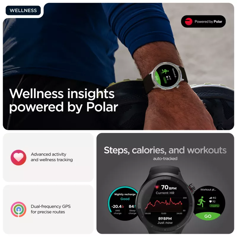 Motorola Moto Watch 47 mm juodas OLED GPS išmanusis laikrodis