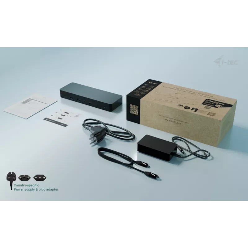 i-tec Thunderbolt 4 Intelektuali Dviejų Ekranų Dokų Stotelė su 90 W įkrovimu