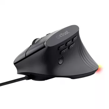 Žaidimų pelė TRUST GXT 145 Rexxa dešinei rankai USB Type-A 12800 DPI, laidinė, RGB ratukas, juoda