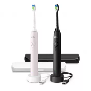 Įkraunamas soninis dantų šepetėlis Philips 3100 serija HX4072/42 — 2 rankenos, 2 šepetėlių galvutės, Li‑Jon baterija, Daily Care režimas