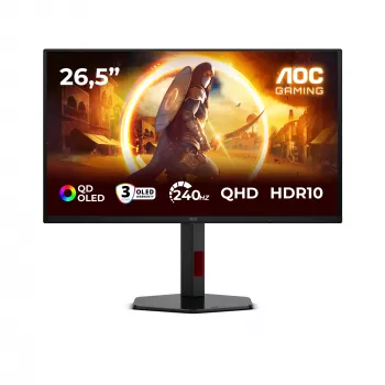 AOC G4 Q27G4ZDR kompiuterio monitorius 67,3 cm (26,5 colio) 2560 x 1440 pikselių Quad HD QD-OLED juodas, raudonas