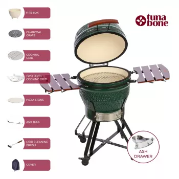 TARGUS Kamado Pro 22 col. M (TunaBone) – keraminis kamado su 22 colių kepimo paviršiumi, žalias