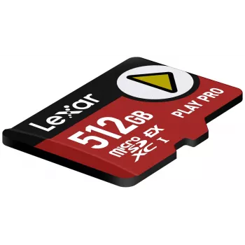 „Lexar PLAY PRO“ 512 GB microSDXC UHS-I U3 atminties kortelė – 900 MB/s skaitymas, 600 MB/s rašymas