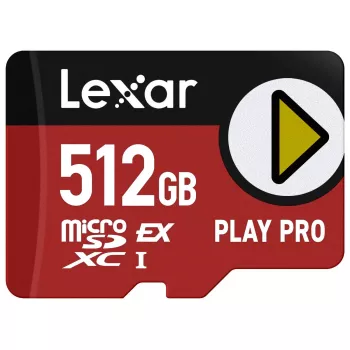 „Lexar PLAY PRO“ 512 GB microSDXC UHS-I U3 atminties kortelė – 900 MB/s skaitymas, 600 MB/s rašymas