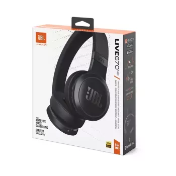 Ausinės JBL Live 670NC belaidės ant ausų, triukšmo slopinimas, juodos