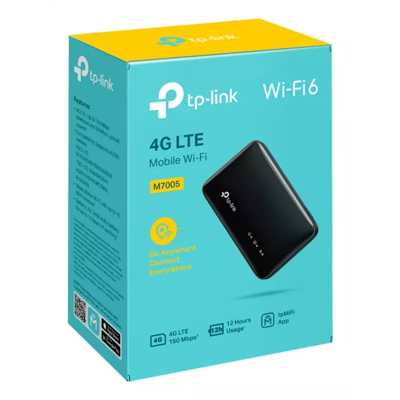 4G belaidis maršrutizatorius TP-Link M7005 vieno dažnio 2,4 GHz, NanoSIM, Wi-Fi 6, juodas