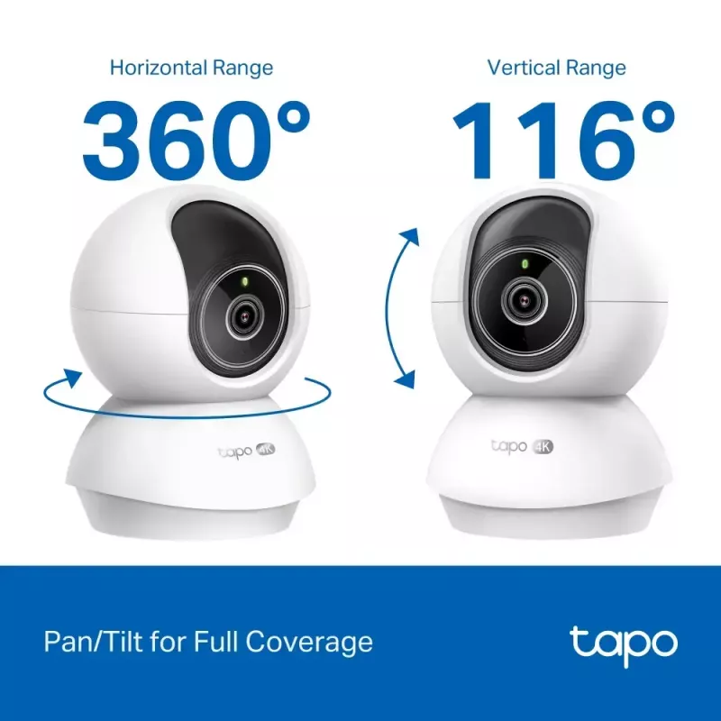 TP-LINK Tapo C250 | PTZ belaidė namų apsaugos kamera su AI | 8 MP | 4mm/F1.6 | H.265 | MicroSD iki 512 GB