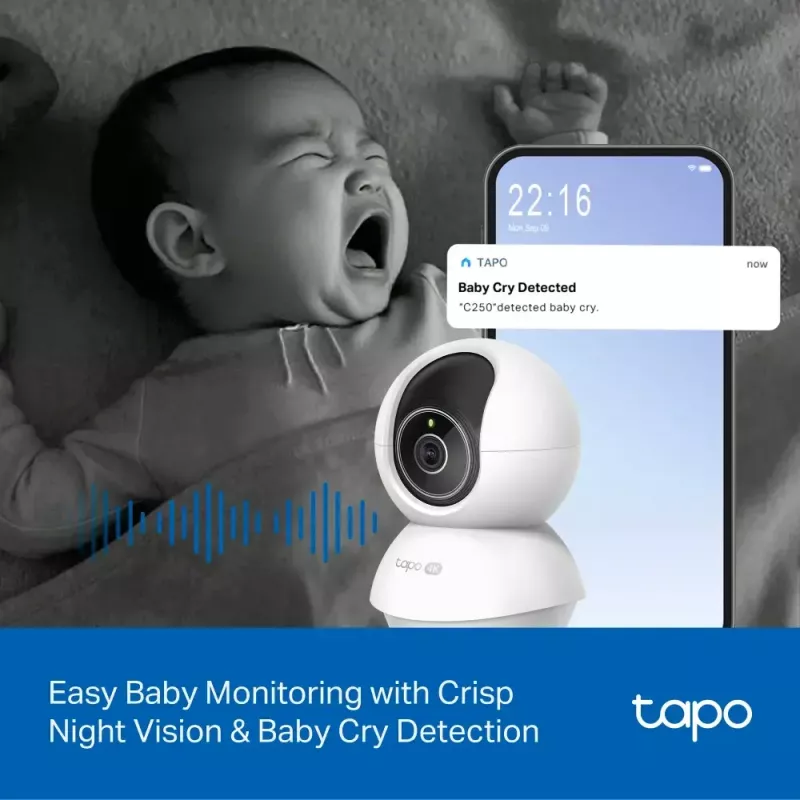 TP-LINK Tapo C250 | PTZ belaidė namų apsaugos kamera su AI | 8 MP | 4mm/F1.6 | H.265 | MicroSD iki 512 GB