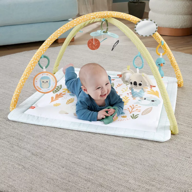 Fisher-Price Sensimals Simply Senses naujagimio kilimėlis su 6 sensoriniais žaislais