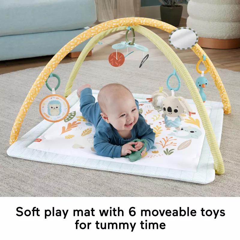 Fisher-Price Sensimals Simply Senses naujagimio kilimėlis su 6 sensoriniais žaislais