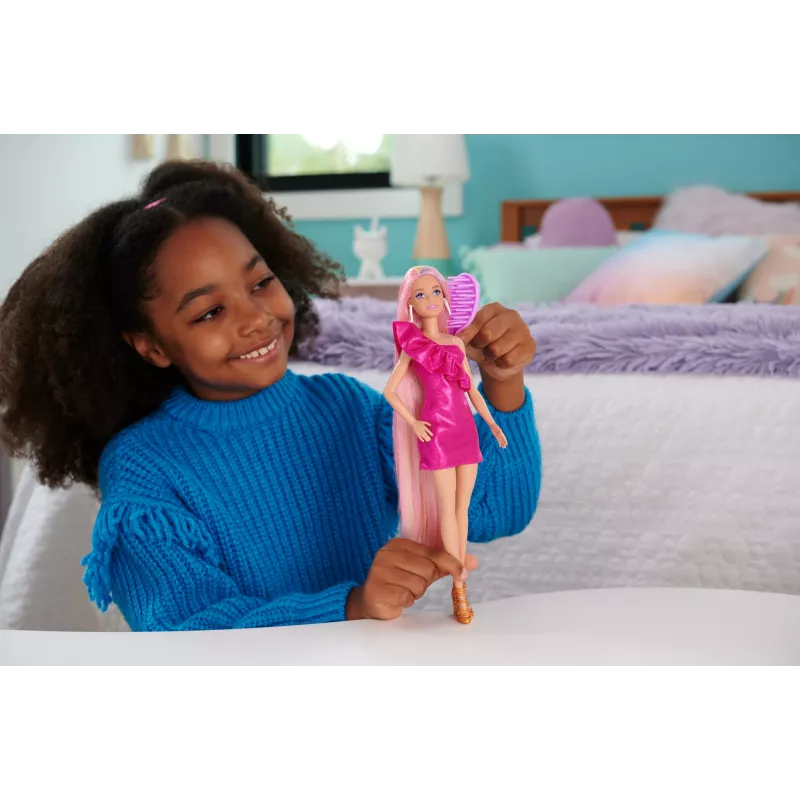 Barbie Fun & Fancy lėlė su itin ilgais spalvotais plaukais ir stiliaus aksesuarais