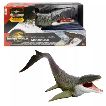 Jurassic World Rebirth Super Colossal Mosasaurus veiksmo figūrėlė, dinozaurų žaislas