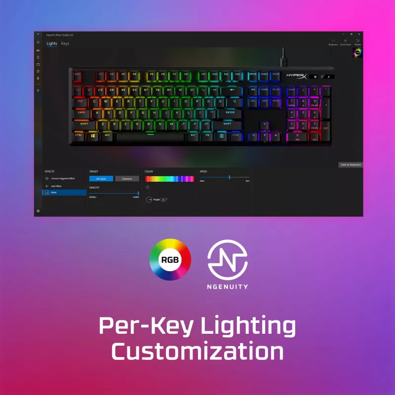 HyperX Alloy Origins PBT HX Blue – mechaninė žaidimų klaviatūra