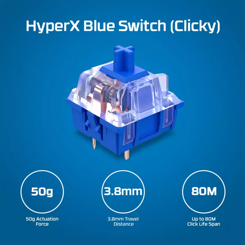 HyperX Alloy Origins PBT HX Blue – mechaninė žaidimų klaviatūra