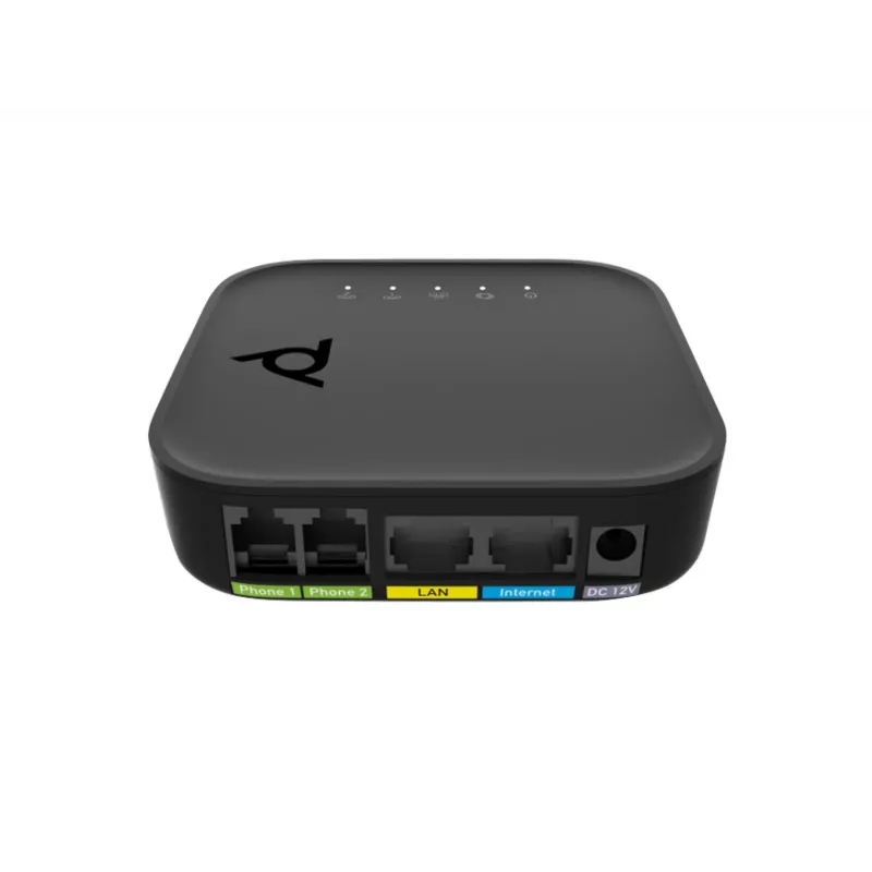Garso prievado adapteris POLY ATA 402 2FXS VoIP adapteris su Open SIP, G.711/OPUS, nuolatinės srovės maitinimu, 100–240 V AC įėjimu