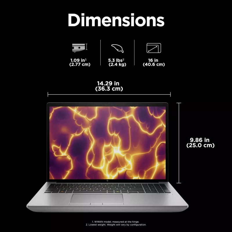 HP ZBook Fury 16 G11 Intel® Core™ i7 i7-14700HX 40,6 cm (16 colių) WUXGA 32 GB DDR5-SDRAM NVIDIA RTX 3500 Ada Wi-Fi 7 (802.11be) Windows 11 Pro AI darbo stotis, AI asmeninis kompiuteris