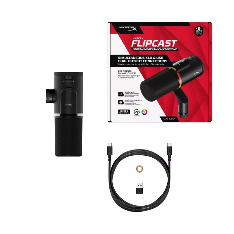 HyperX FlipCast - USB/XLR dinaminis mikrofonas (juodas)