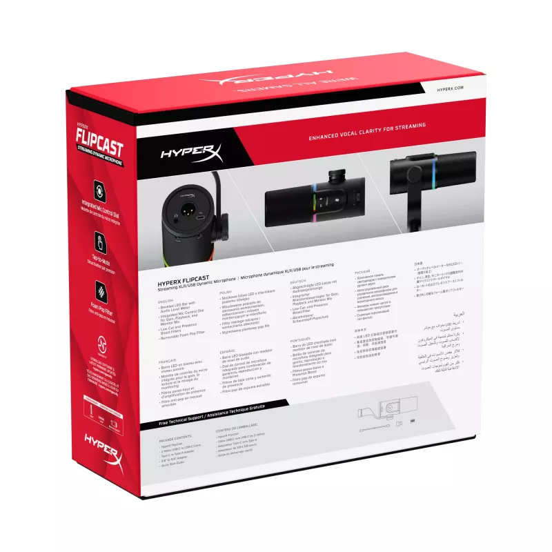 HyperX FlipCast - USB/XLR dinaminis mikrofonas (juodas)