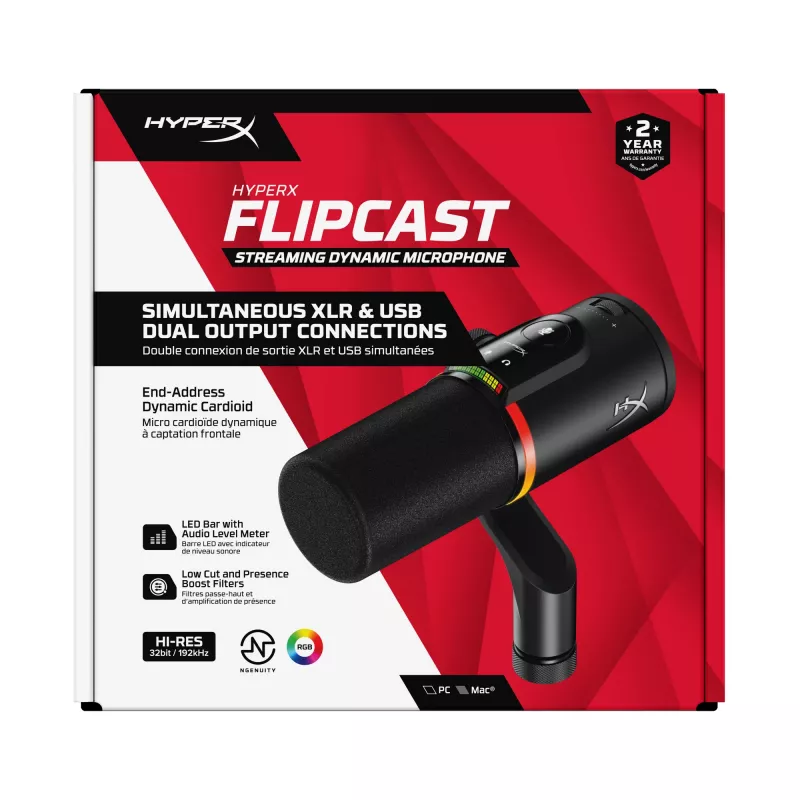 HyperX FlipCast - USB/XLR dinaminis mikrofonas (juodas)