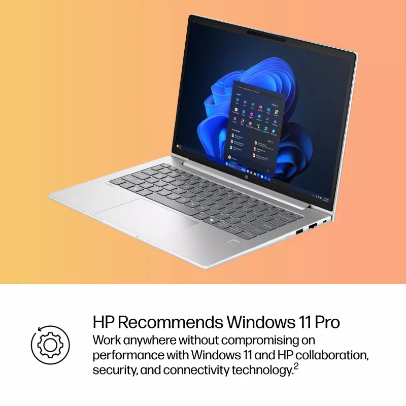 HP ProBook 4 G1iR Intel Core 5 120U nešiojamas kompiuteris 35,6 cm (14 colių) WUXGA 16 GB DDR5-SDRAM Wi-Fi 6E (802.11ax) Windows 11 Pro sidabrinis
