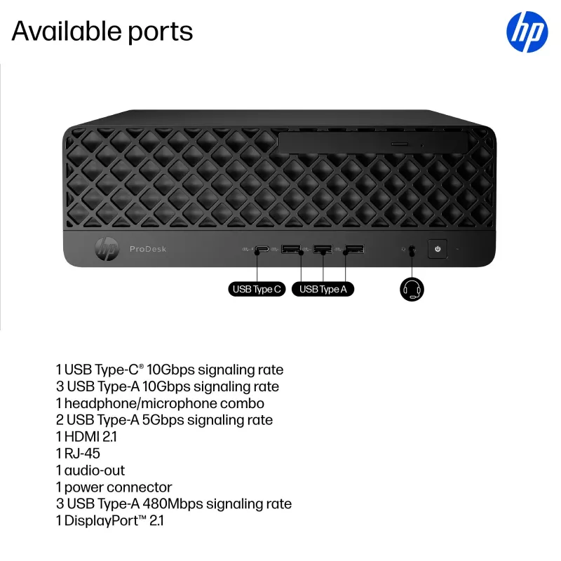 Kompiuteris HP ProDesk 4 SFF G1i AI – Intel Core Ultra 7 265 (5.3 GHz, 20 branduolių), 16 GB DDR5, 1 TB NVMe SSD, Windows 11 Pro, Wi‑Fi 6E