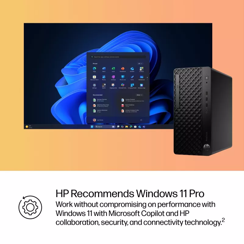 HP ProDesk 4 Tower G1i stalinis AI kompiuteris Intel Core Ultra 5 225 16 GB DDR5-SDRAM Windows 11 Pro