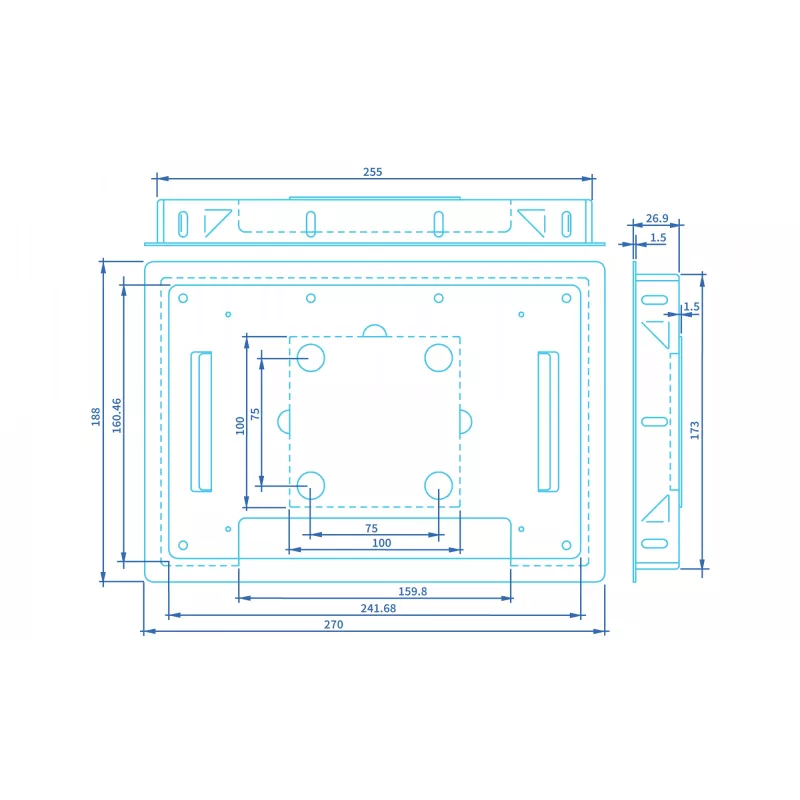 ProDVX FM-10S juodas monitoriaus laikiklis, 270×188×27.4 mm, 0.67 kg, 1 vnt.