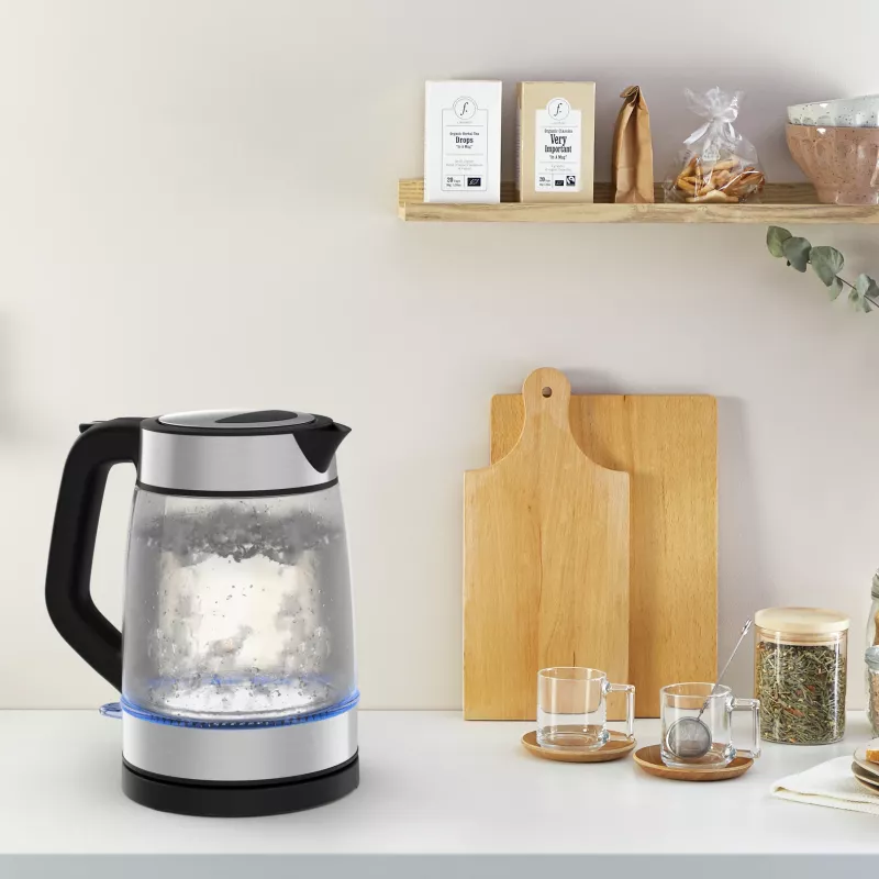 Tefal Glass Kettle KI605830 elektrinis virdulys 1.7 L 2200 W juodas, sidabrinis, permatomas